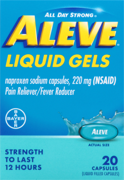 Aleve Pain Reliever/Fever Reducer, 220 mg, Liquid Gels, Capsules