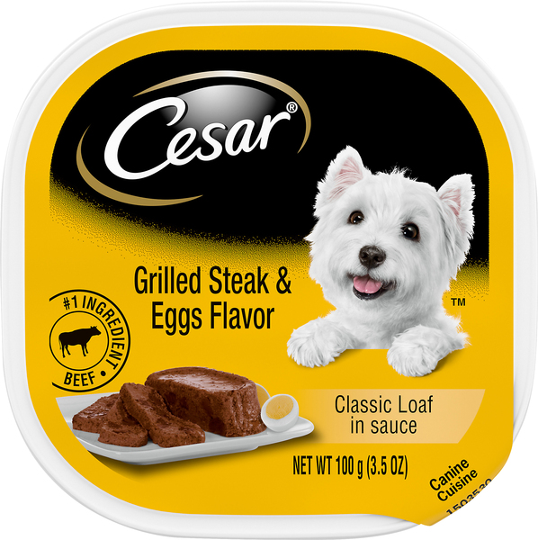 Cesar Dog Food, Canine Cuisine, Grilled Steak & Eggs Flavor