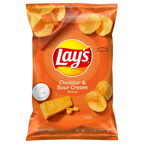 Lays Potato Chips, Cheddar & Sour Cream Flavored