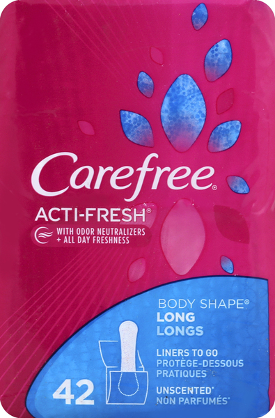 Carefree Pantiliners, Body Shape, Unscented, Long