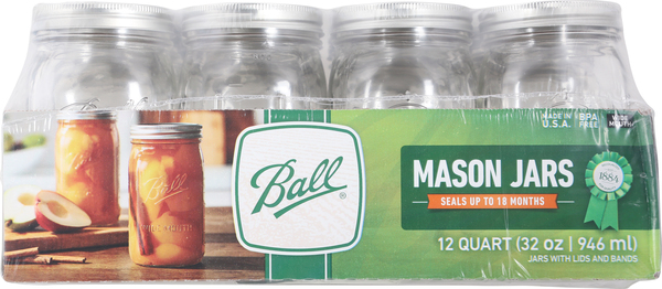 Ball Mason Jars, Wide Mouth, Quart