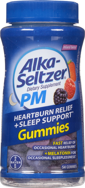 Alka-Seltzer Heartburn Relief + Sleep Support, PM, Gummies, Mixed Berry