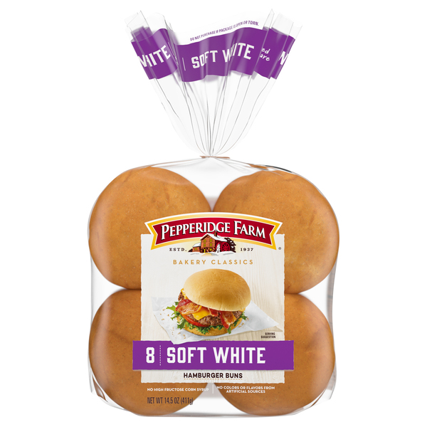 PEPPERIDGE FARM Hamburger Buns, Soft White