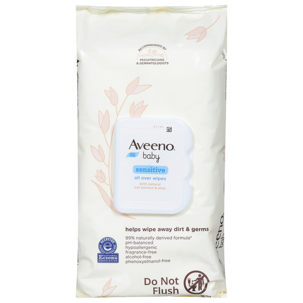 Aveeno Baby Wipes, with Natural Oat Extract & Aloe, All Over, Sensitive