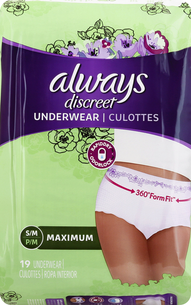 Always Discreet Underwear, Maximum, Lightly Scented, S/M