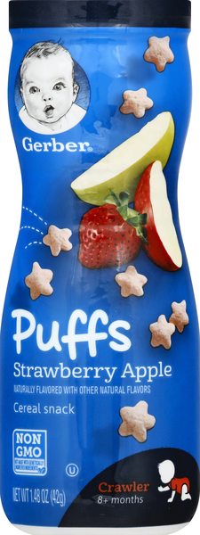 Gerber Cereal Snack, Puffs, Strawberry Apple