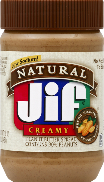 Jif Peanut Butter Spread, Low Sodium, Creamy, Natural