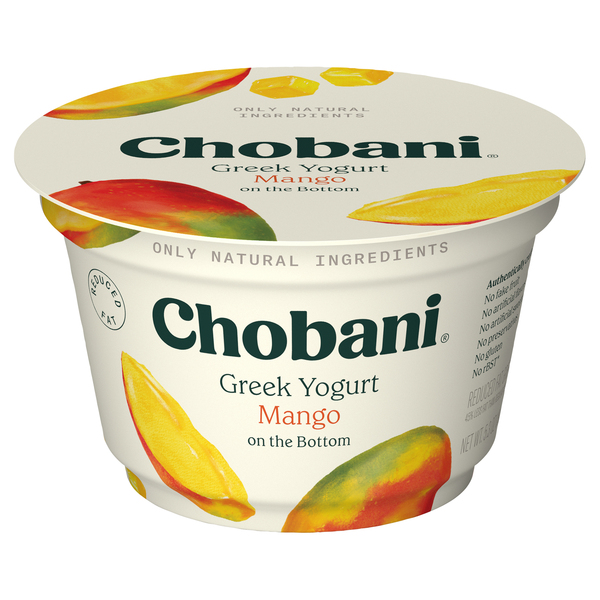 Chobani Yogurt, Greek, Reduced Fat, Mango on the Bottom
