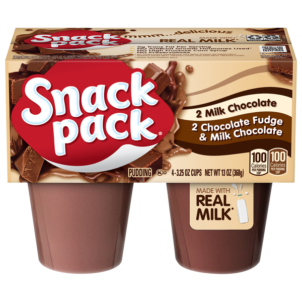 Snack Pack Pudding, Milk Chocolate, Chocolate Fudge/Milk Chocolate