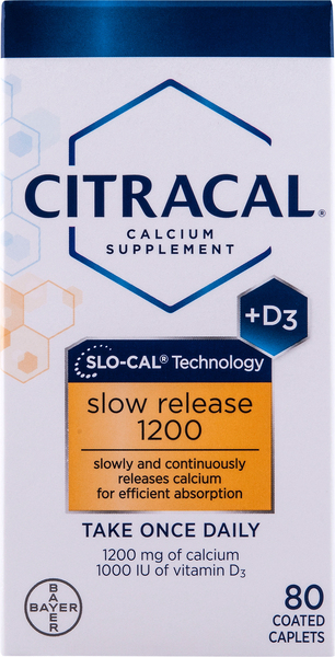 Citracal Calcium + D3, Slow Release 1200, Coated Caplets