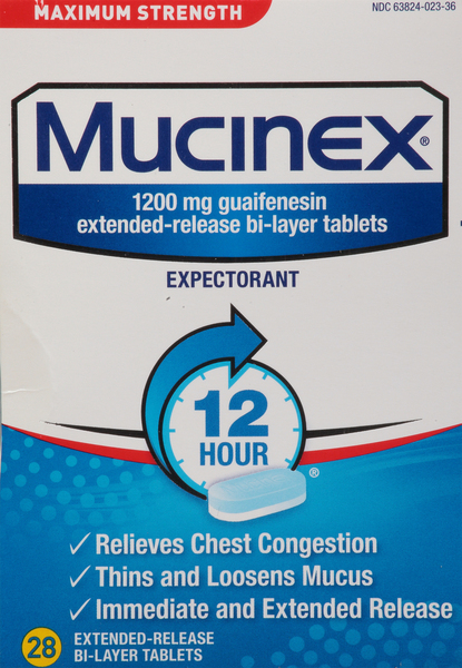 Mucinex Expectorant, 1200 mg, Maximum Strength, 12 Hour, Tablets