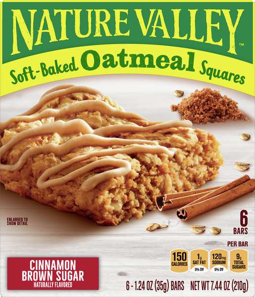 Nature Valley Oatmeal Squares, Cinnamon Brown Sugar, Soft-Baked