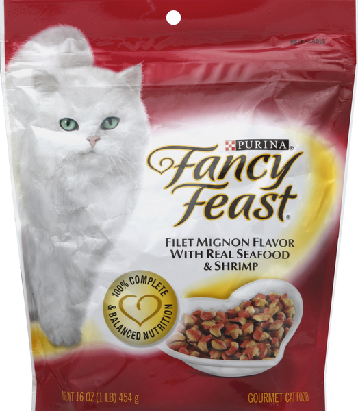 Fancy Feast Cat Food, Gourmet, Filet Mignon Flavor with Real Seafood & Shrimp