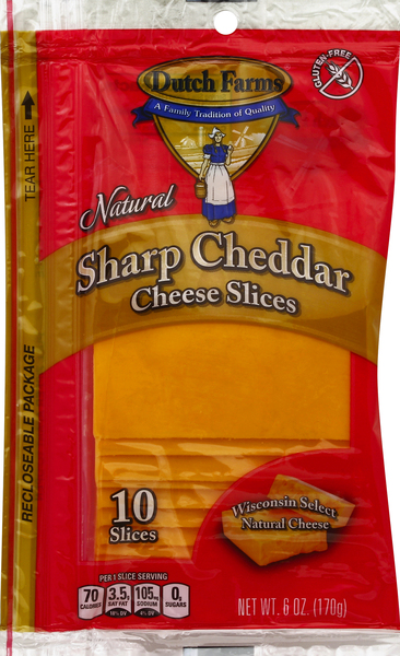 Dutch Farms Cheese Slices, Natural Sharp Cheddar