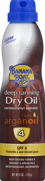 Banana Boat Sunscreen Spray, Clear, Deep Tanning, Dry Oil, SPF 4
