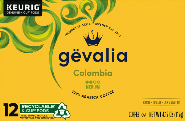Gevalia Coffee, 100% Arabica, Medium, Colombia, K-Cup Pods