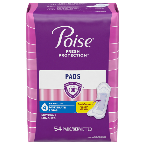 Poise Pads, Moderate, Long