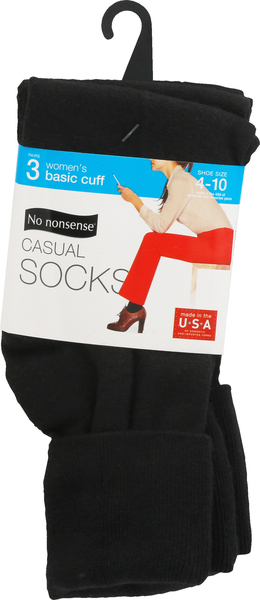 No nonsense Casual Socks, Basic Cuff, Shoe Size (4-10), Women's