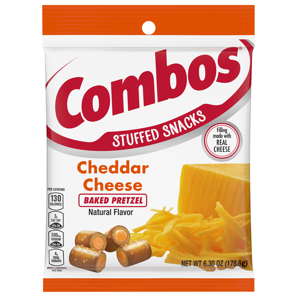 Combos Baked Snacks, Cheddar Cheese Pretzel Flavored Filling