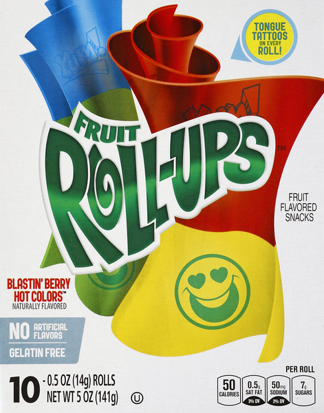 Fruit Roll-Ups Fruit Flavored Snacks, Blastin' Berry Hot Colors