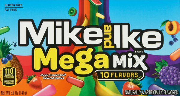 Mike And Ike Candies, Chewy, Assorted Fruit Flavored, Mega Mix