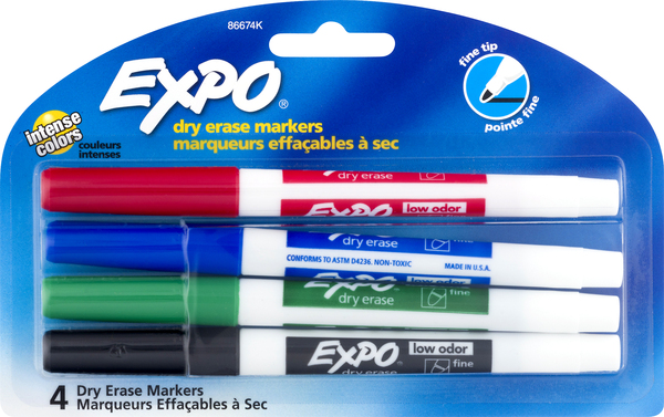 Expo Dry Erase Markers, Low Odor Ink, Fine Tip