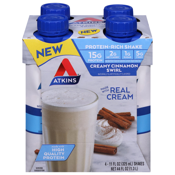 Atkins Protein Shake Creamy Cinnamon Swirl - 4pk.