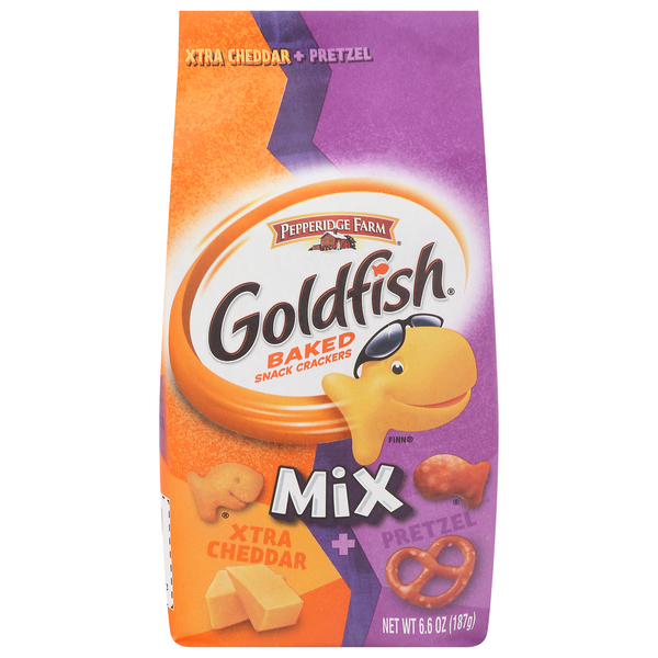 Goldfish Baked Snack Crackers, Mix, Xtra Cheddar + Pretzel