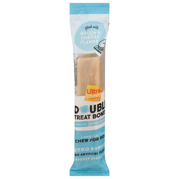 Ultra Chewy Treat for Dogs, Double Treat Bone, Bacon & Cheese Flavored