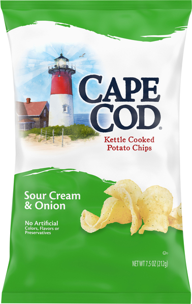 Cape Cod Potato Chips, Kettle Cooked, Sour Cream & Onion