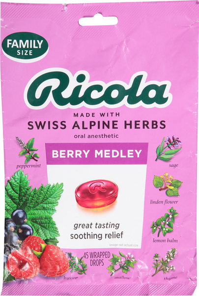 Ricola Oral Drops, Berry Medley, Family Size