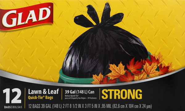 Glad Lawn & Leaf Bags, Strong, Quick-Tie