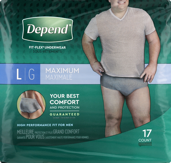 Depend Underwear, Maximum, Large, for Men