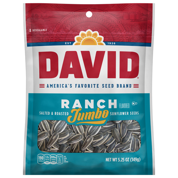 David Ranch Flavored Salted and Roasted Jumbo Sunflower Seeds Keto Friendly Snack