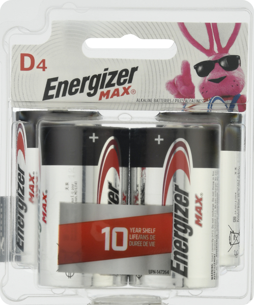 Energizer Batteries, Alkaline, D4