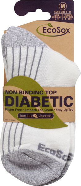 EcoSox Socks, Diabetic, Non-Binding Top, Medium