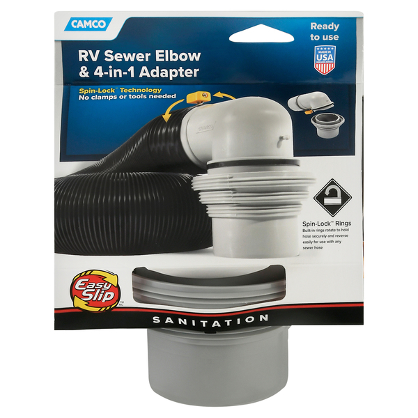 Camco RV Sewer Elbow & 4-in-1 Adapter, Sanitation