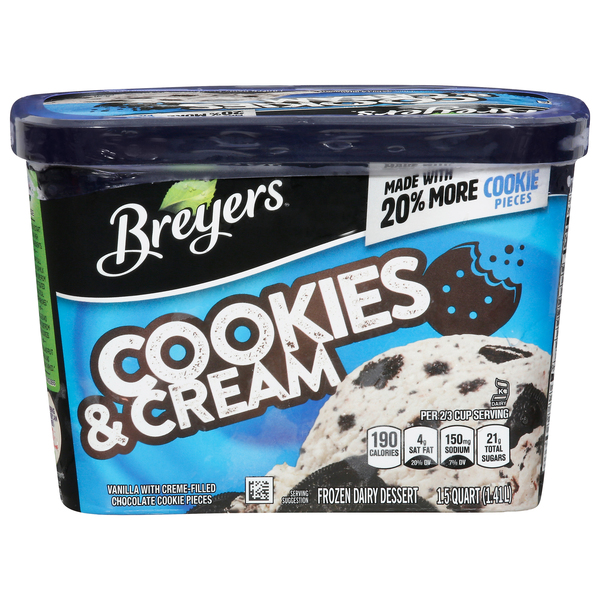 Breyers Frozen Dairy Dessert, Cookies & Cream