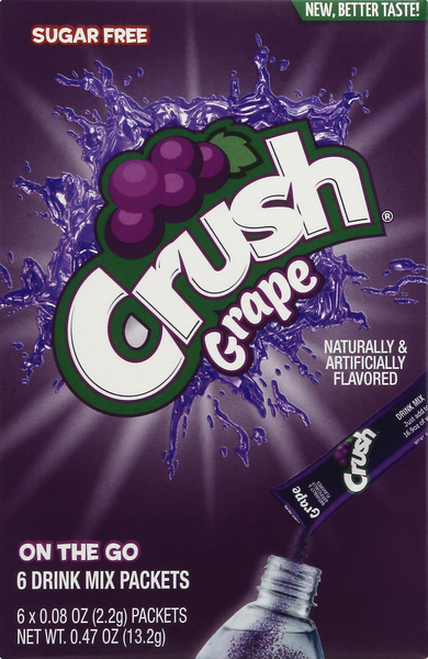 Crush Drink Mix Packets, Sugar Free, Grape, On The Go