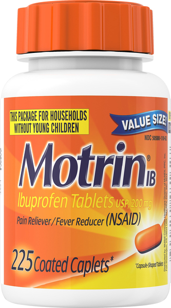 Motrin Ibuprofen, 200 mg, Coated Caplets, Value Size!