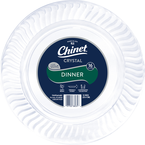 Chinet Plates, Crystal, Dinner, 10 Inch