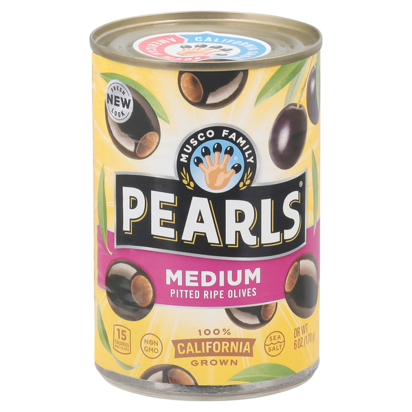 Pearls Olives, Pitted California Ripe, Medium