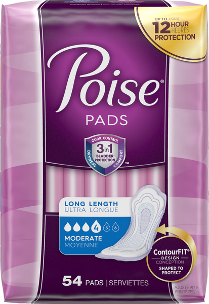 Poise Pads, Moderate, Long Length