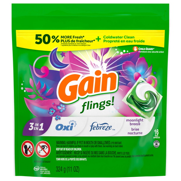 Gain Detergent, 3 in 1, Moonlight Breeze, Pacs