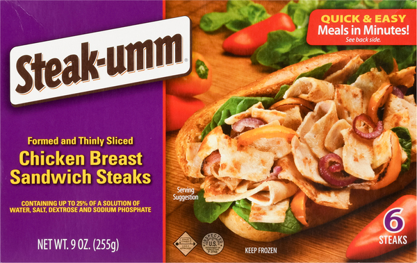 Steak-umm Sandwich Steaks, Chicken Breast, Formed and Thinly Sliced
