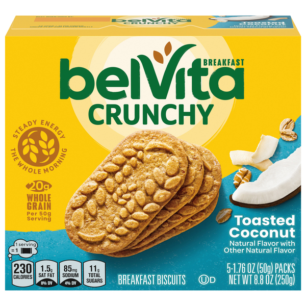 belVita Breakfast Biscuits, Toasted Coconut, Crunchy