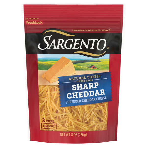 Sargento Natural Cheese, Sharp Cheddar, Fine Cut