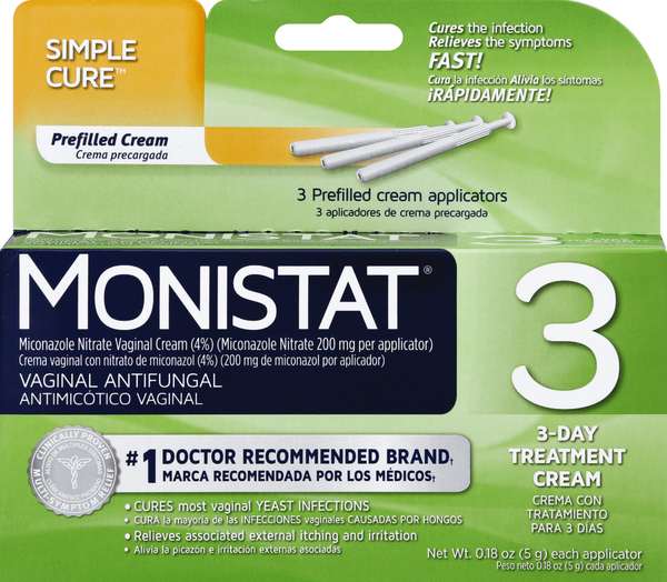 Monistat Vaginal Antifungal, 3 Day Treatment, Prefilled Cream Applicators