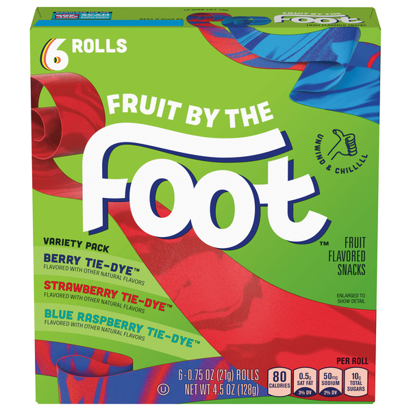 Fruit by the Foot Fruit Flavored Snacks, Berry Tie-Dye, Strawberry Tie-Dye, Blue Raspberry Tie-Dye, Variety Pack