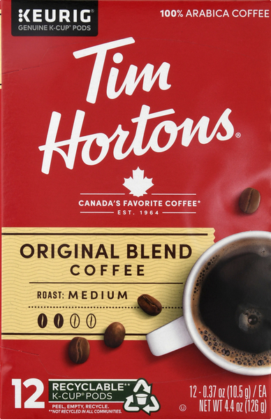 Tim Hortons Coffee, Medium Roast, Original Blend, K-Cup Pods